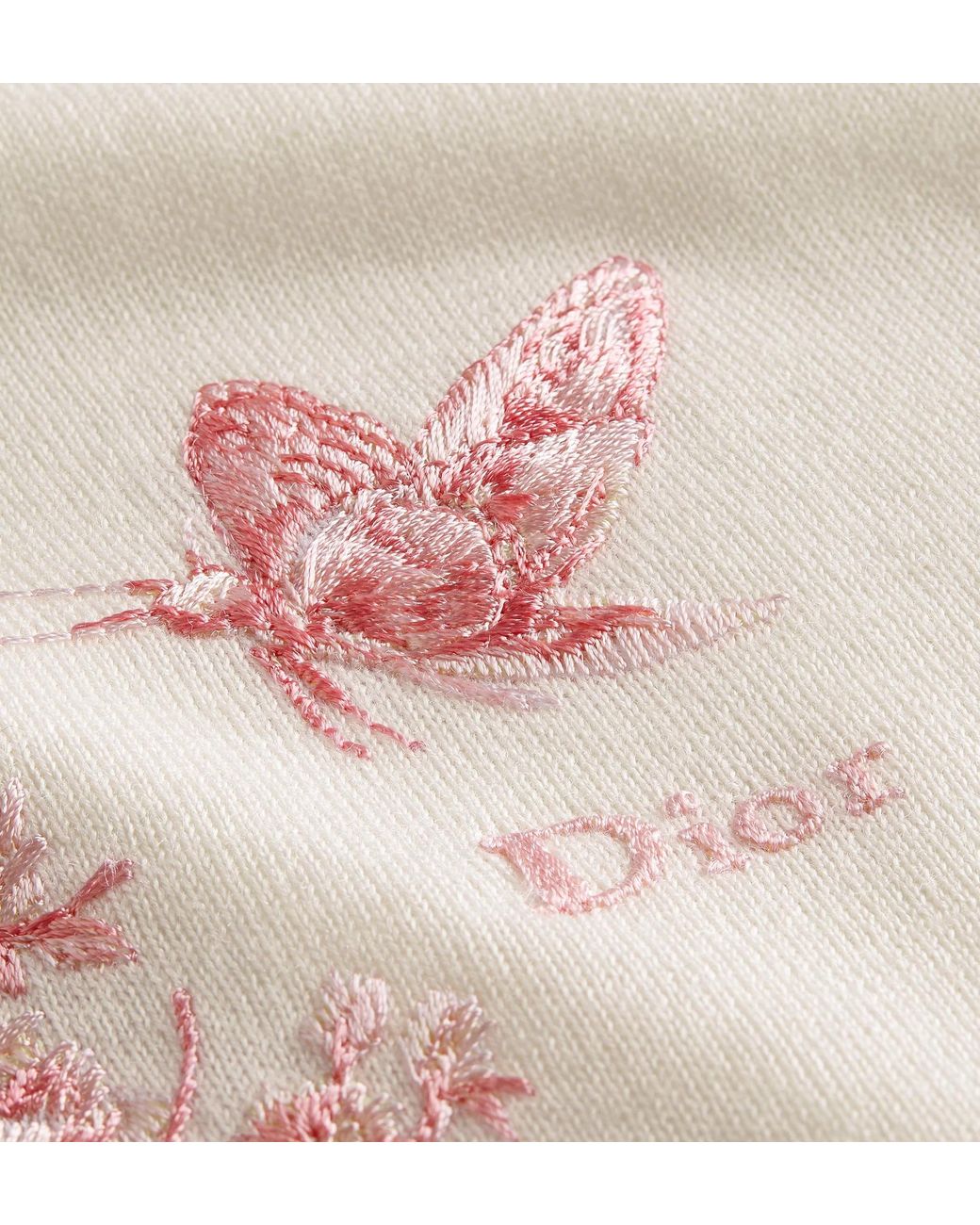 Dior Pink Iviera Embroidered Short-Sleeved Sweater