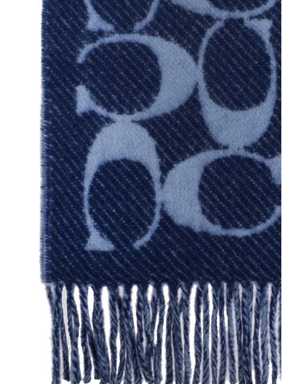 COACH Blue Logo Fringed Scarf for men