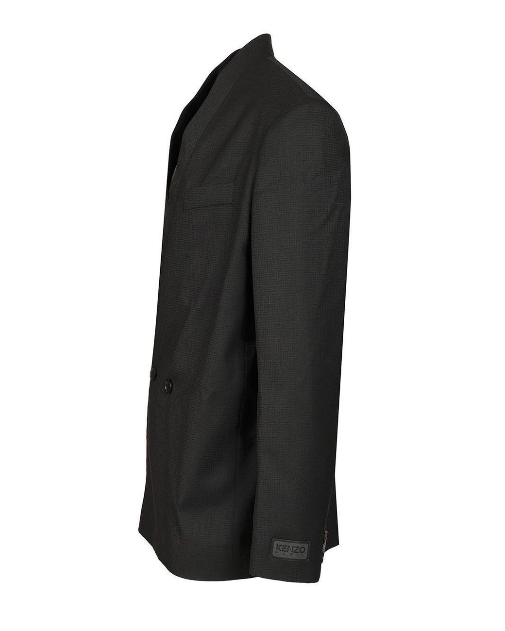 KENZO Double-Breasted Tailored Kimono Jacket in Black for Men | Lyst