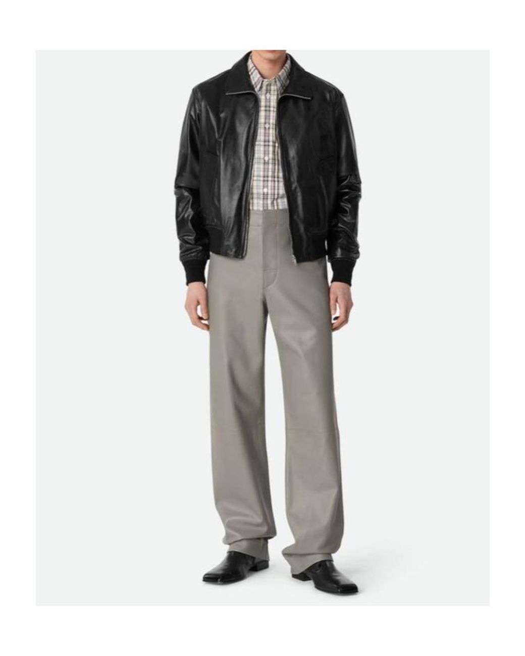 Bottega Veneta Black Leather Jacket for men