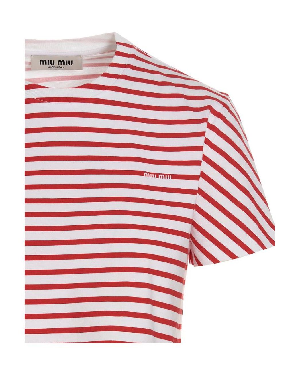 Miu Miu Red Cotton T-Shirt With Printed Logo