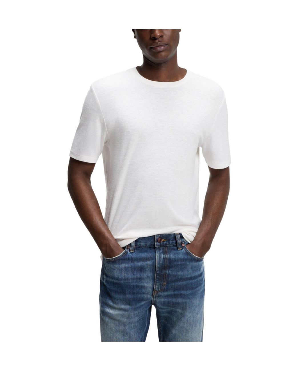 Boss White Solid Color T-Shirt for men
