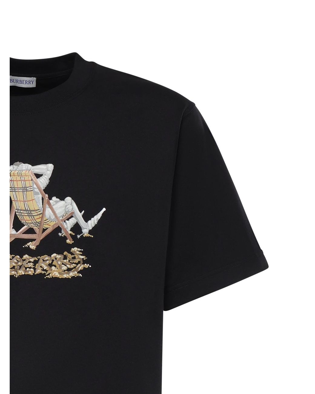 Burberry Black Beach-Print T-Shirt for men