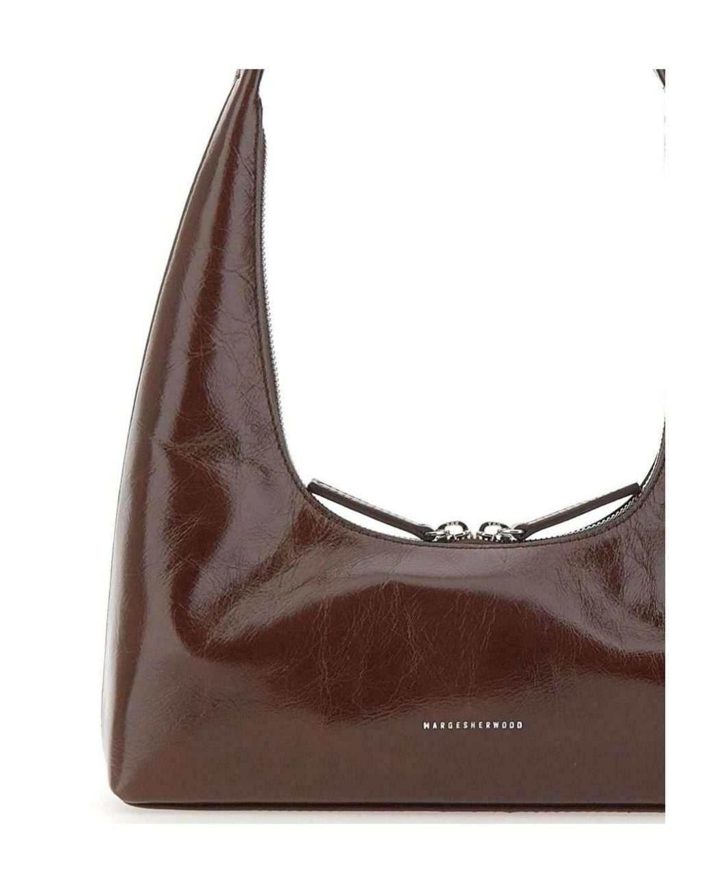 MARGE SHERWOOD Brown Crinkled Hobo Shoulder Bag