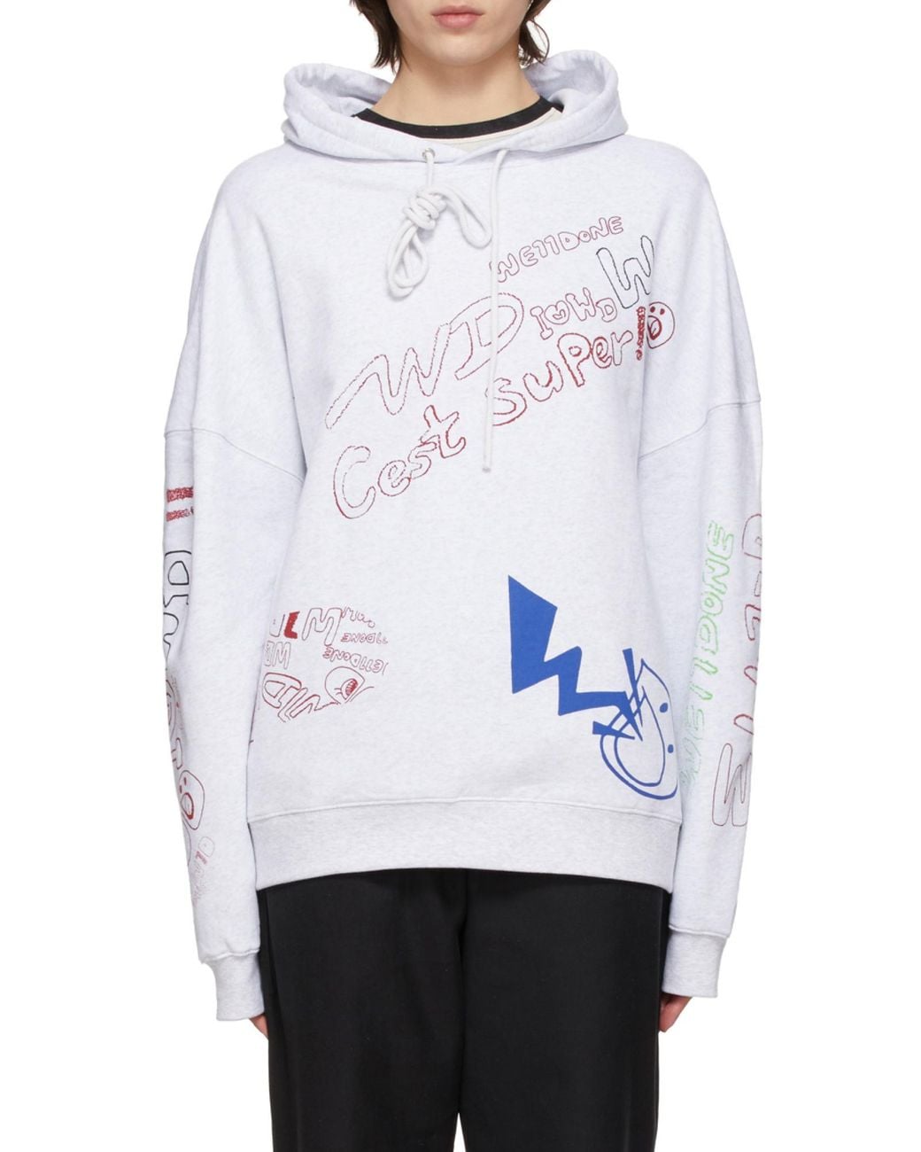 we11done White Graffiti Print Hoodie for men