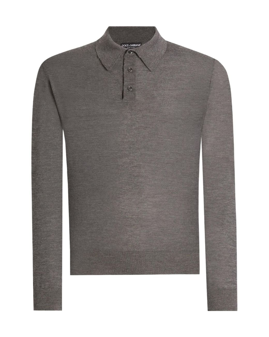 Dolce & Gabbana Gray Long-Sleeve Polo Shirt for men