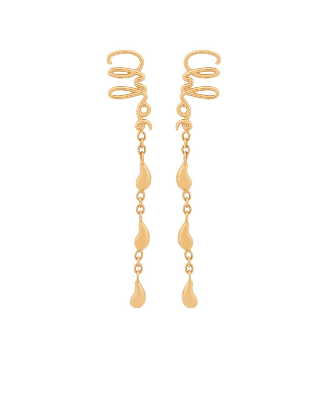 Chloé Metallic Chloé Droplet Chain Earrings