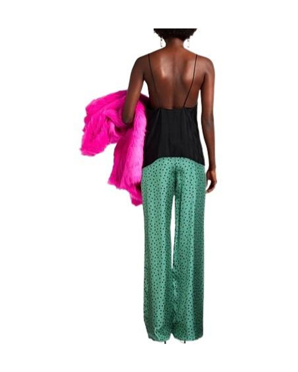 Max Mara Green Loose-Fit Polka Dot Trousers
