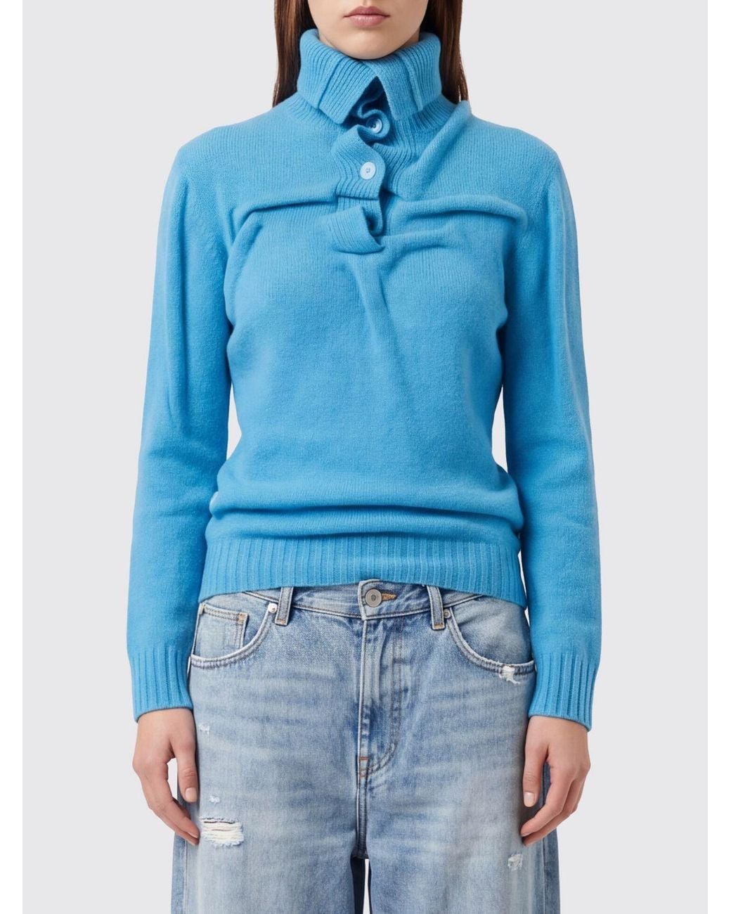 DIESEL Blue Amary Ruffled Turtleneck Sweater