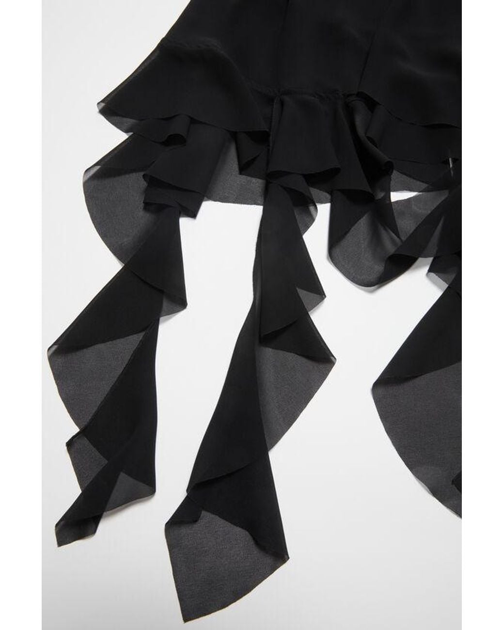 Acne Black Ruffle Detailed Sleeveless Midi Dress