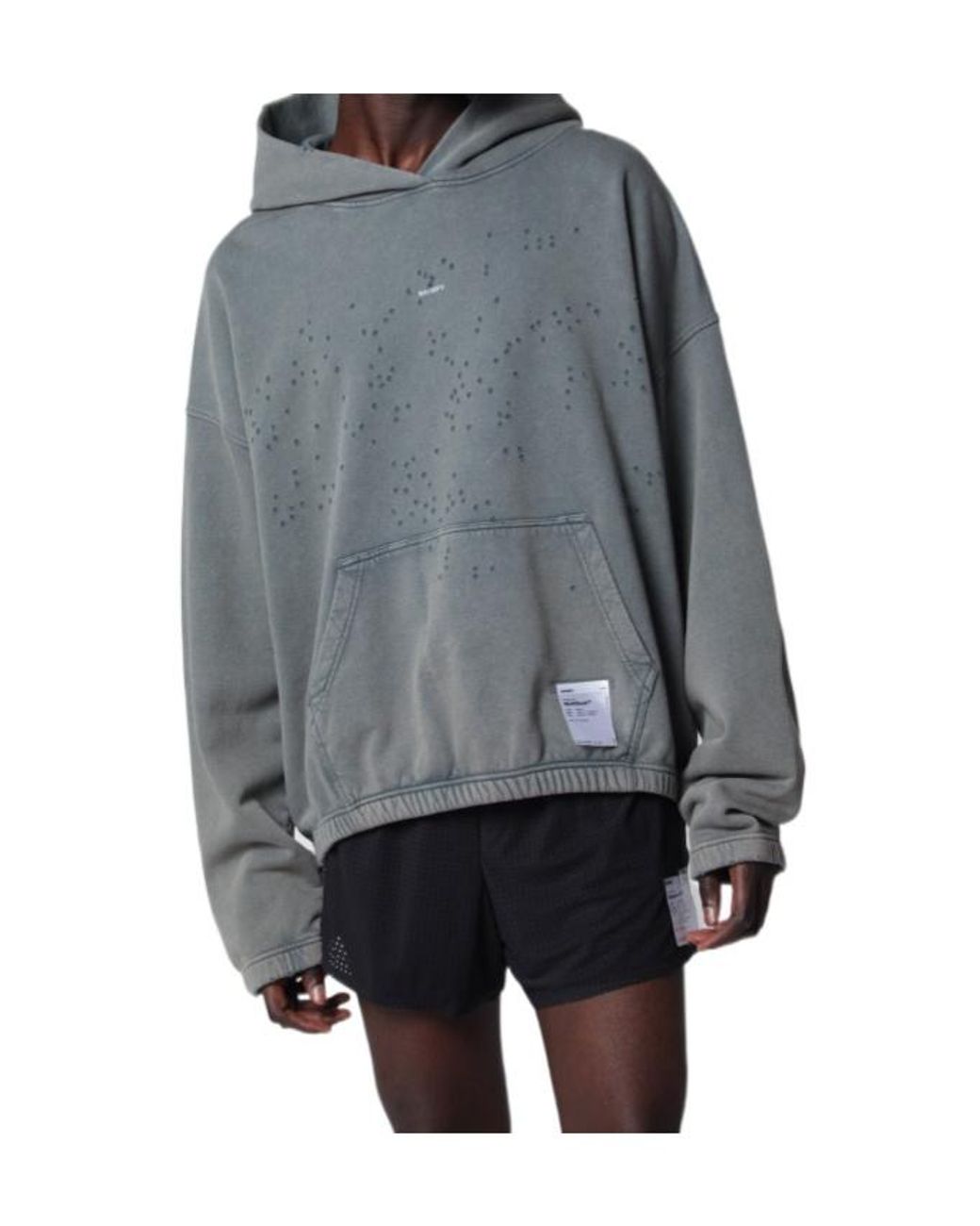Satisfy Gray Mothtech Distressed Hoodie for men