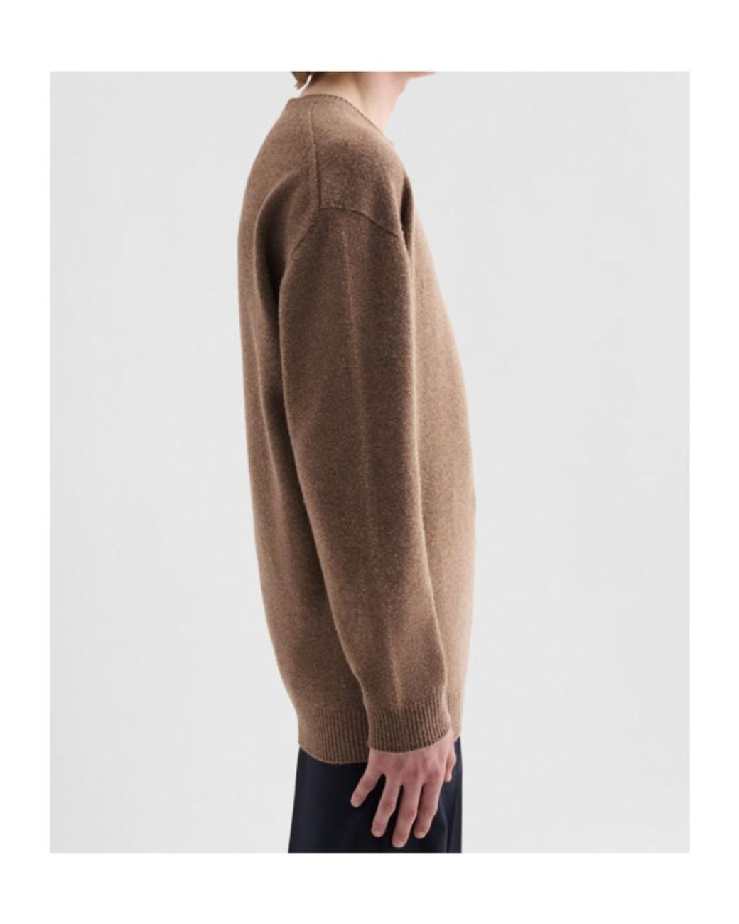 Jil Sander Brown Oversized Crew Neck Knitted Sweater for men