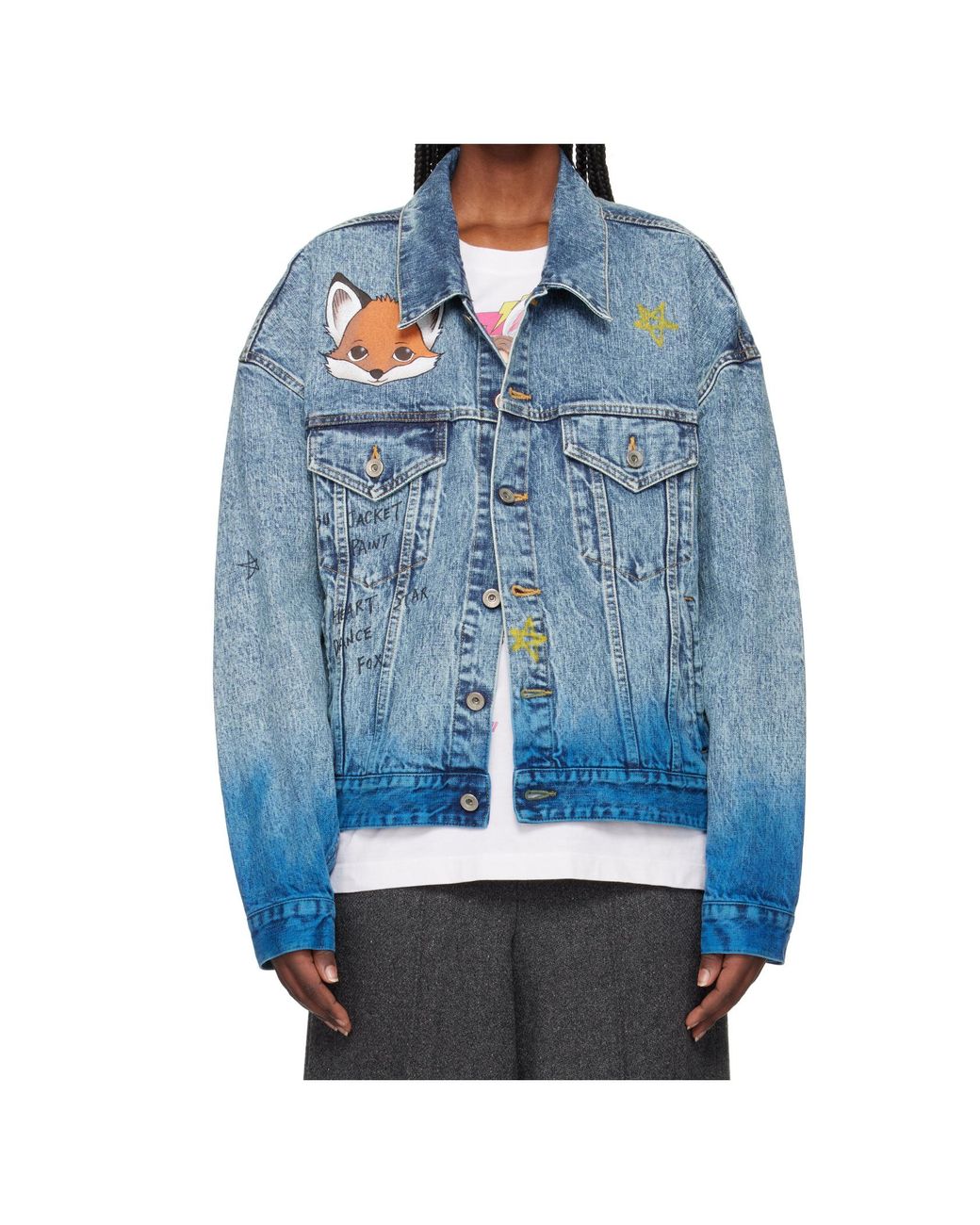 Doublet Blue Anime Hand-Printing Denim Jacket
