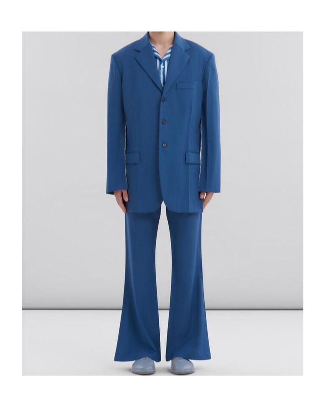 Marni Blue Wool-Mohair Blazer With Mending for men