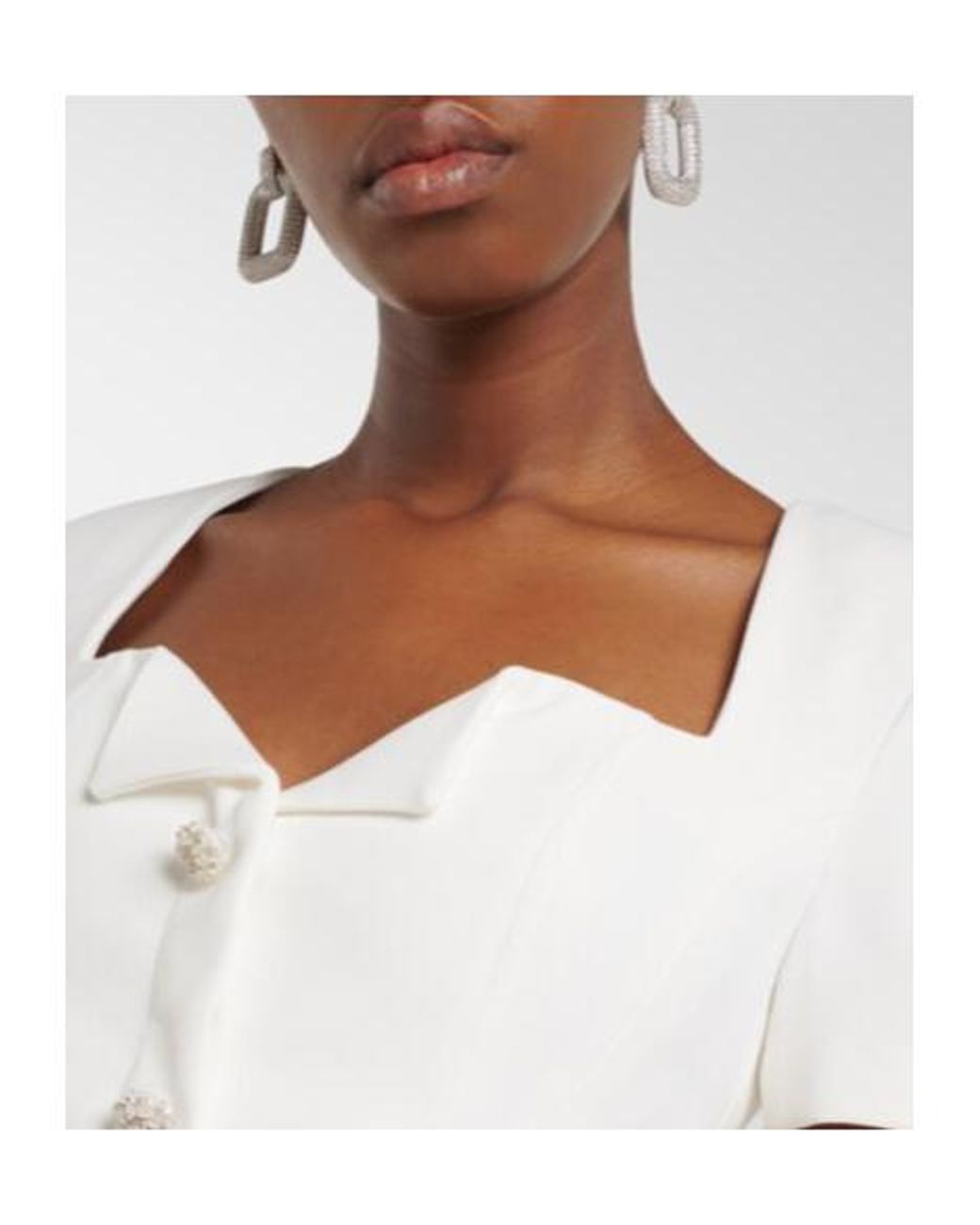 Self-Portrait White Square-Neck Short-Sleeve Top Paired