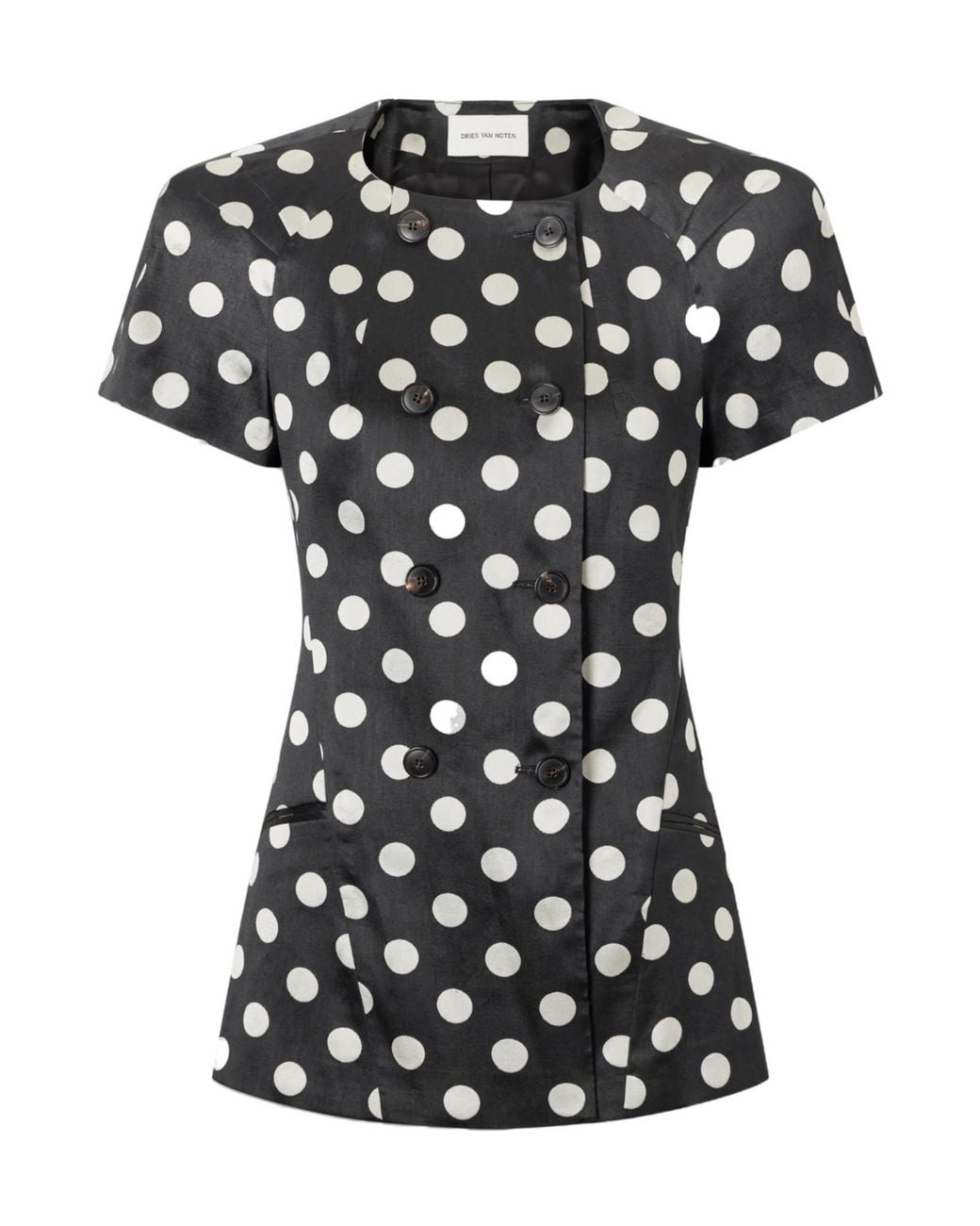 Dries Van Noten Black Bonny Polka Dot Jacquard Jacket