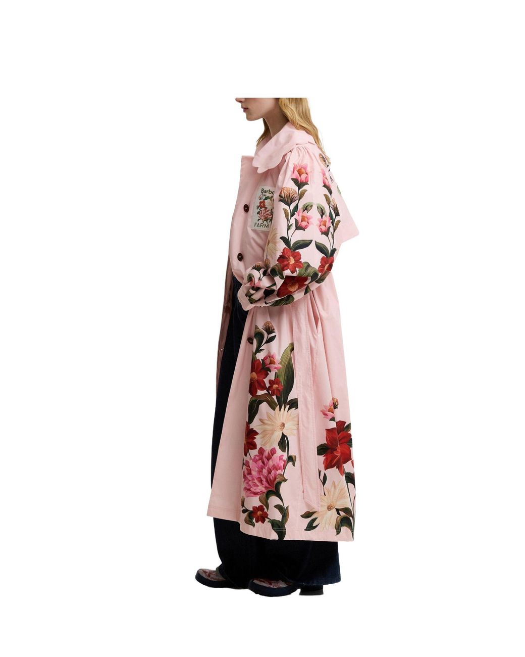 Barbour Pink X Farm Rio Bromelia Showerproof Trench Coat