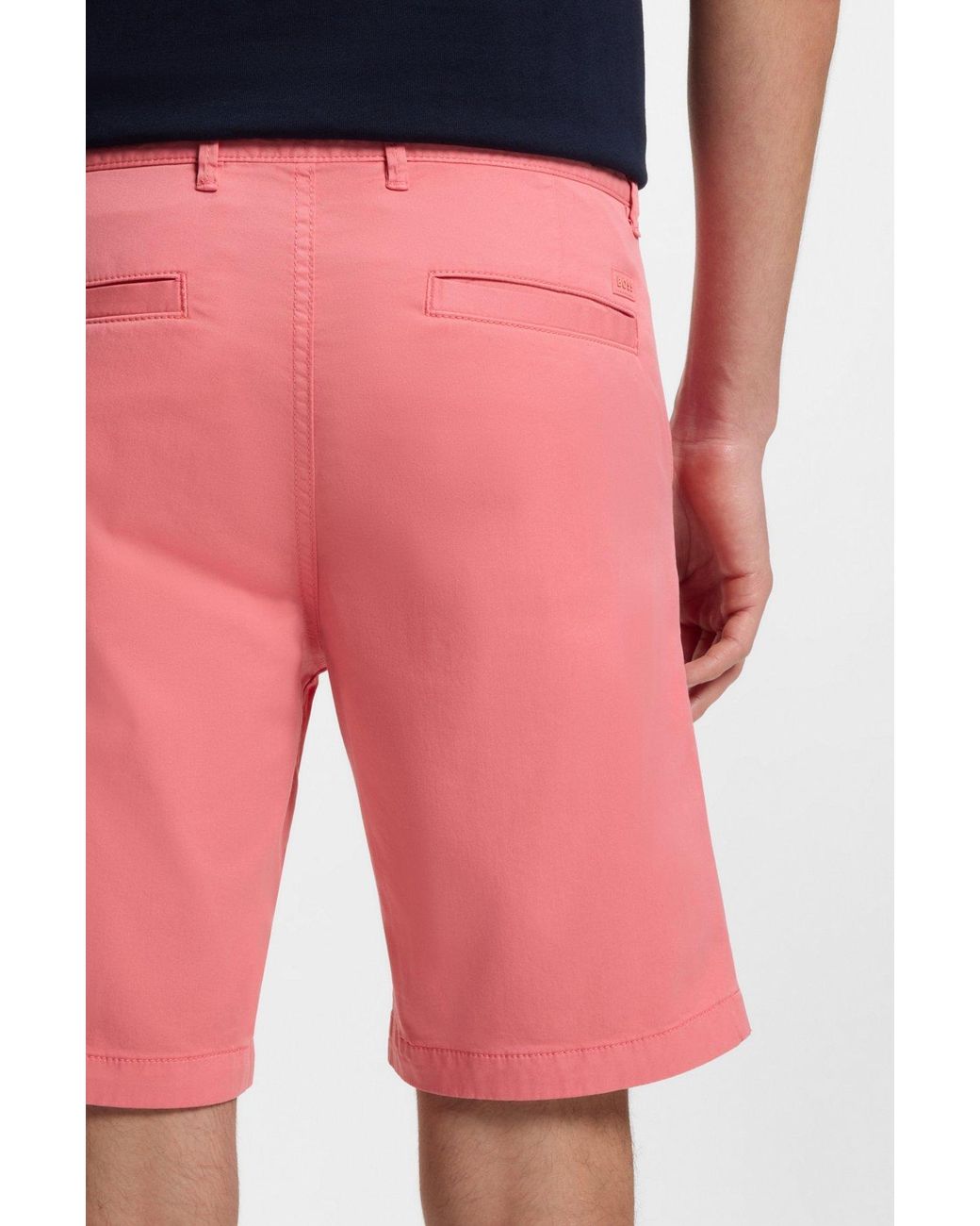 Boss Pink Slim-Fit Chino Shorts for men