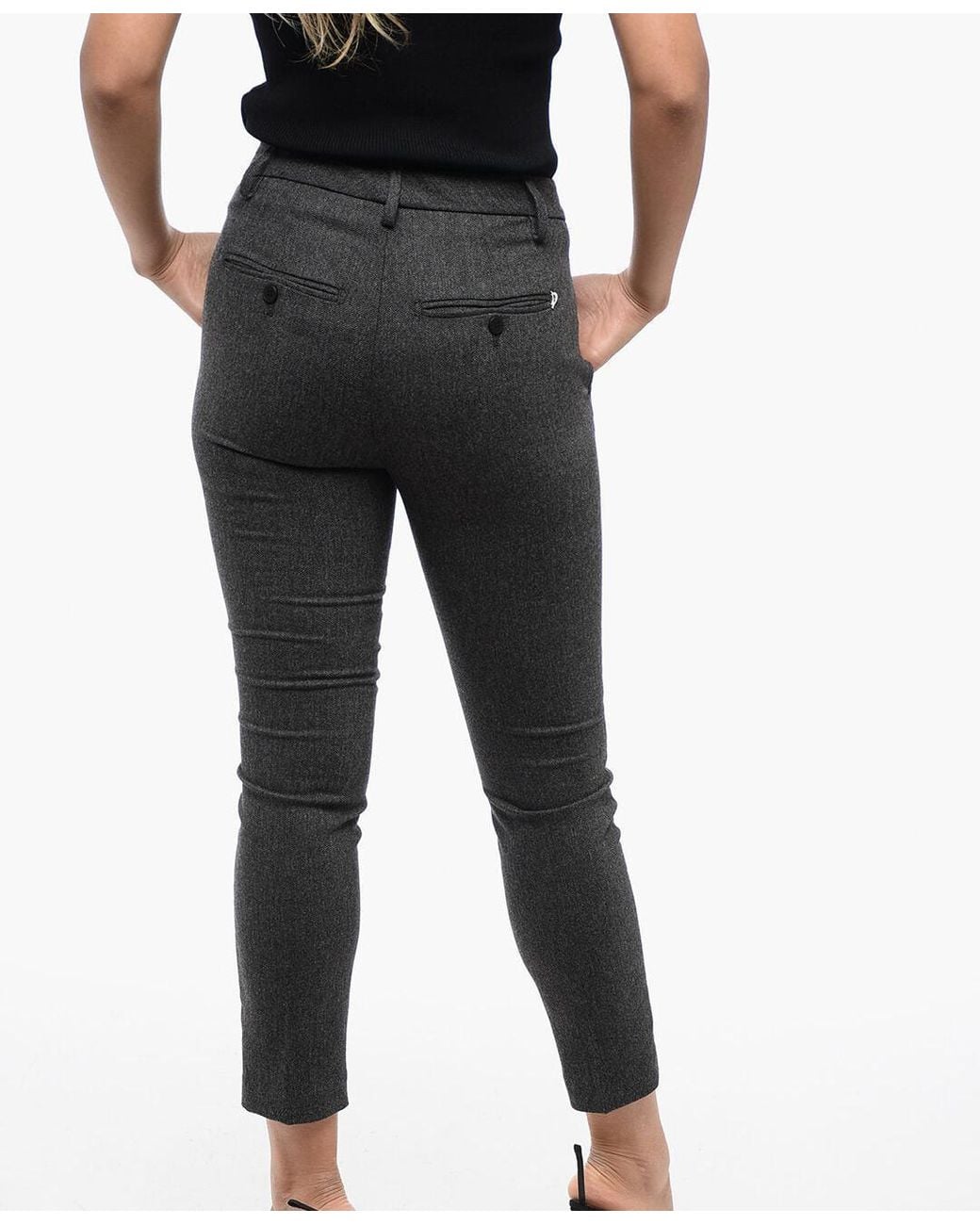 Dondup Black Carmen Herringbone-Pattern Trousers