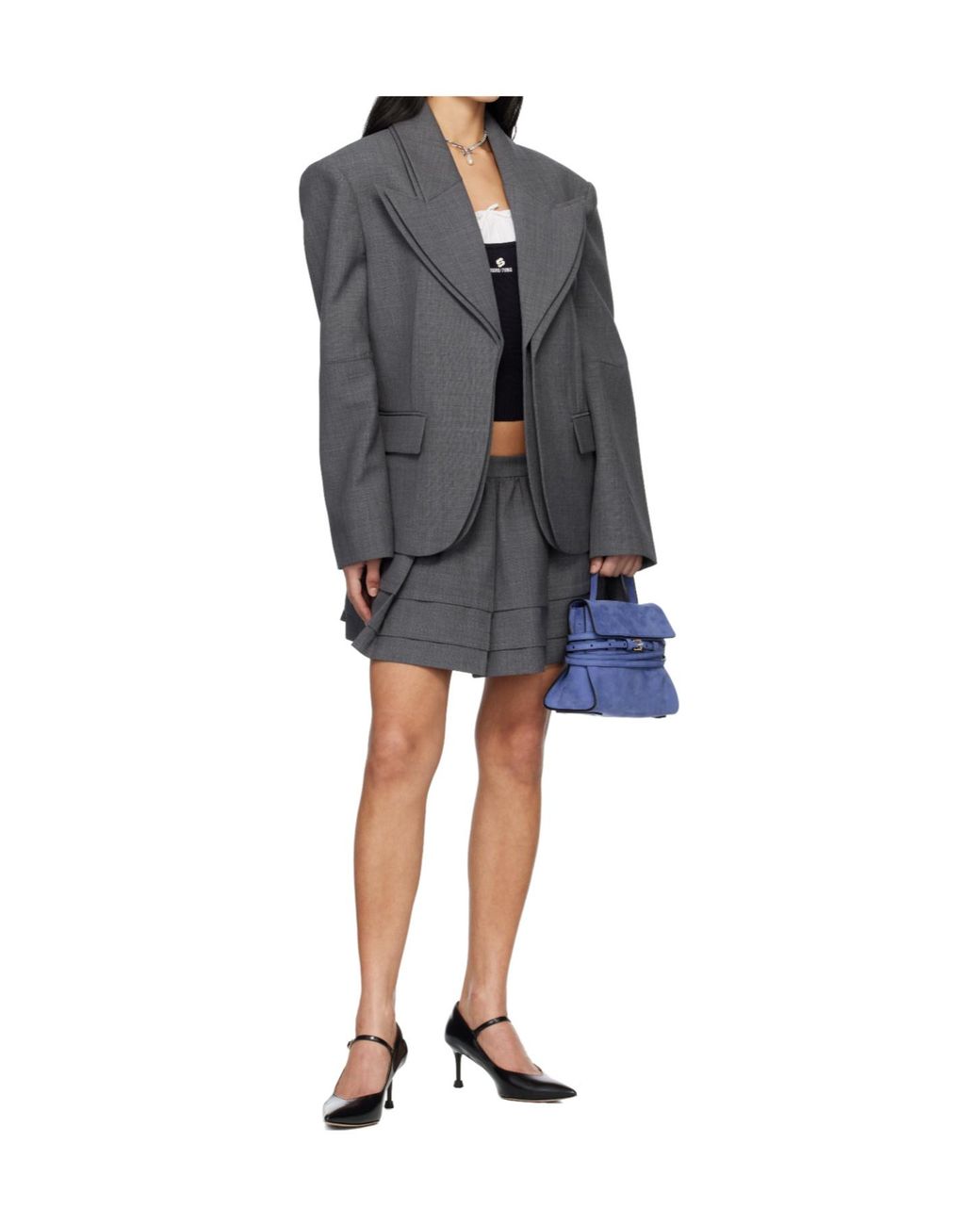 ShuShu/Tong Blue Shushu/Tong Tiered Pleated Mini Skirt
