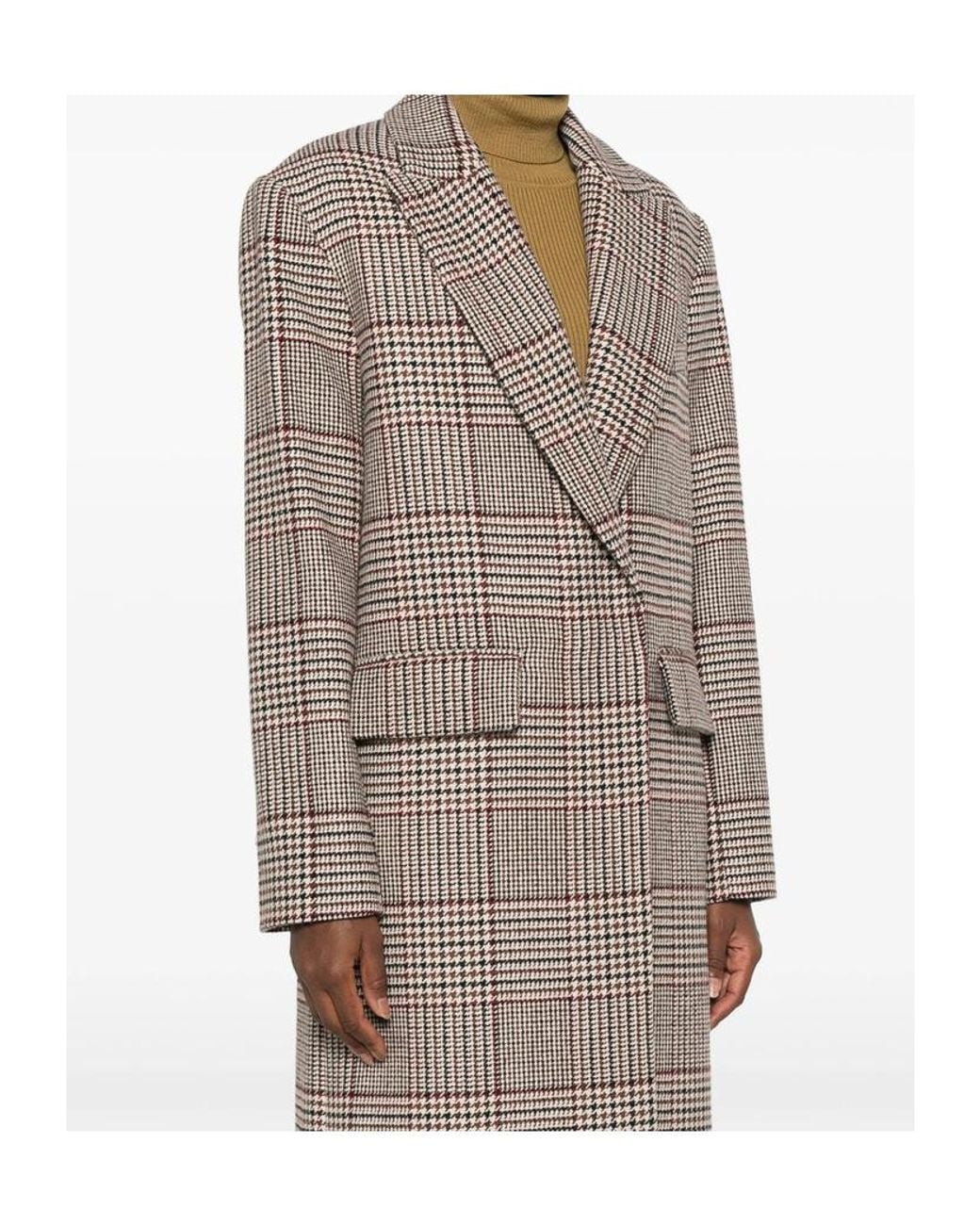 FEDERICA TOSI Brown Prince Of Wales Check Double-Breasted Coat