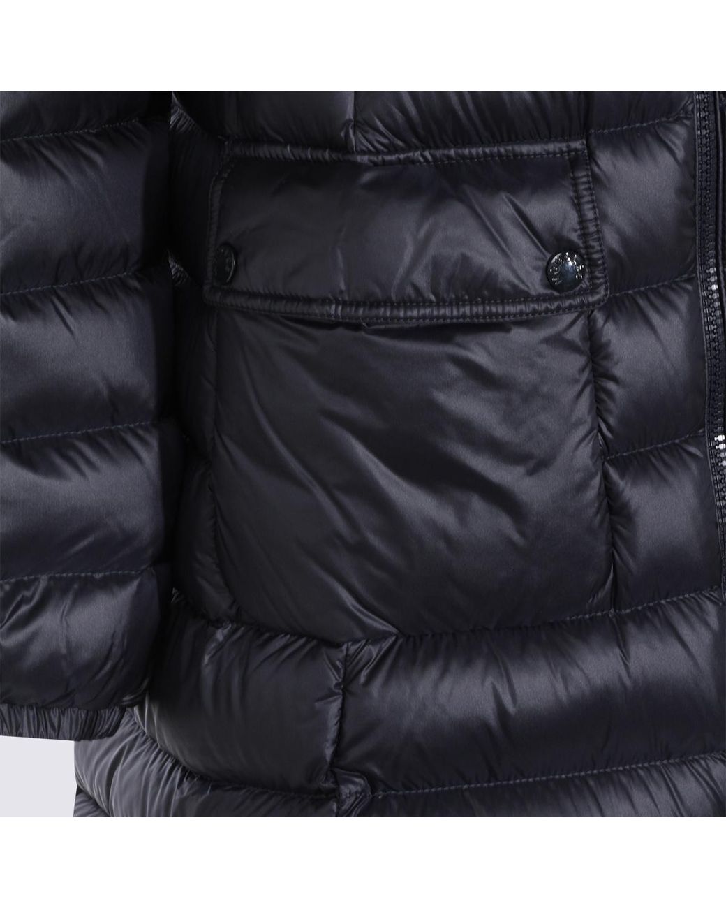 Moncler Blue Genet Long Zip-Up Padded Jacket