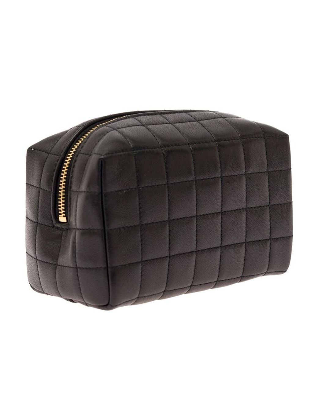 Saint Laurent Black Cassandre Matelassé Carré Small Cosmetic Pouch