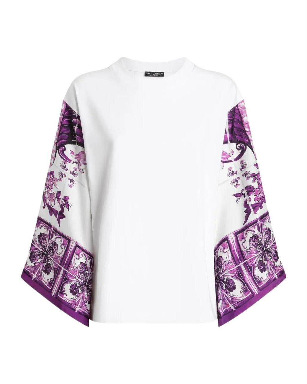 Dolce & Gabbana Purple Majolica-Print Blouse
