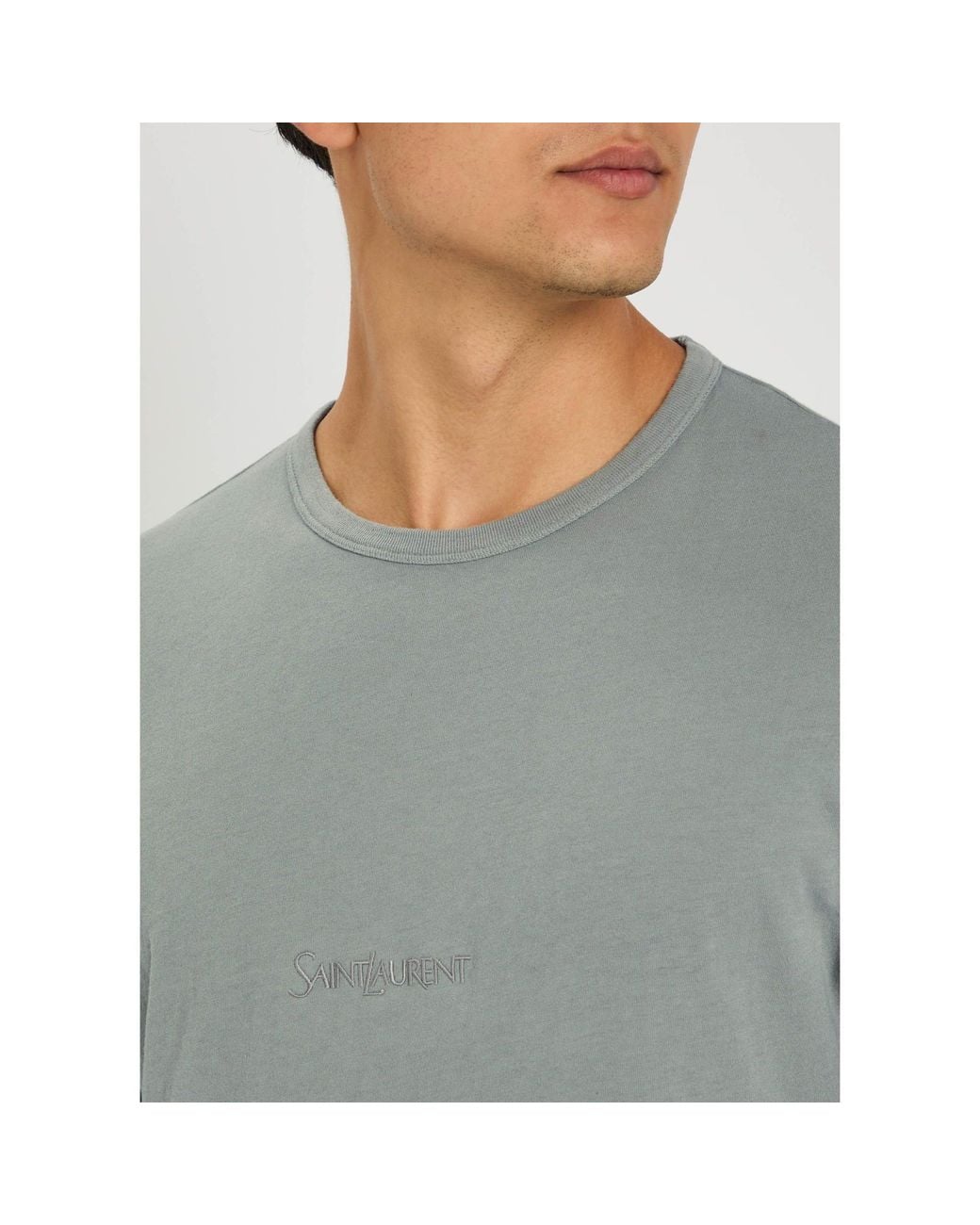Saint Laurent Gray Crew-Neck Short-Sleeve T-Shirt for men