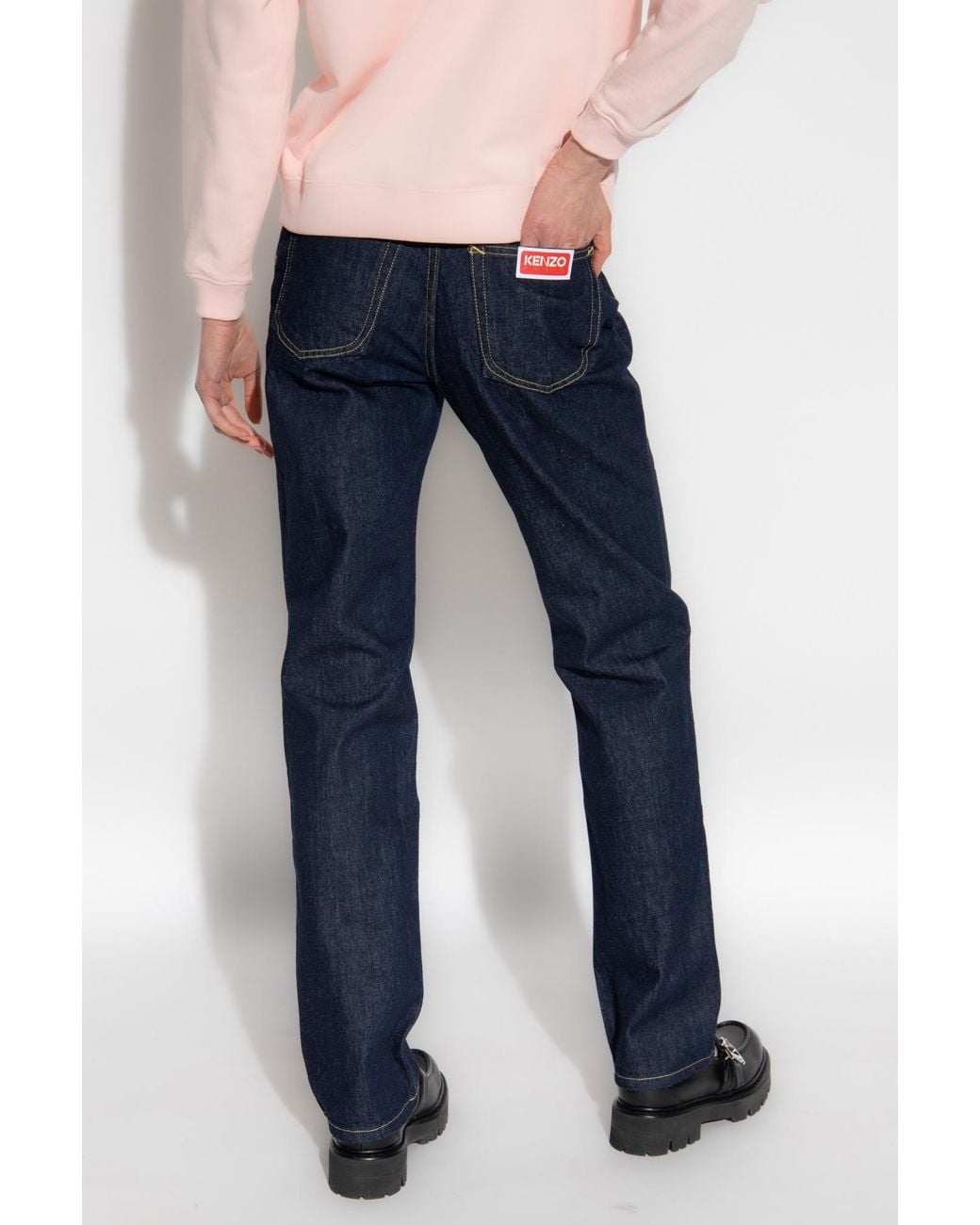 KENZO Blue Asagao Straight-Leg Mid-Rise Jeans