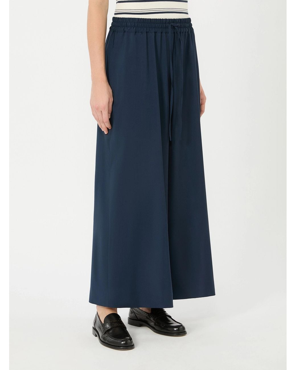 Weekend by Maxmara Blue Virgin Wool Drawstring Trousers