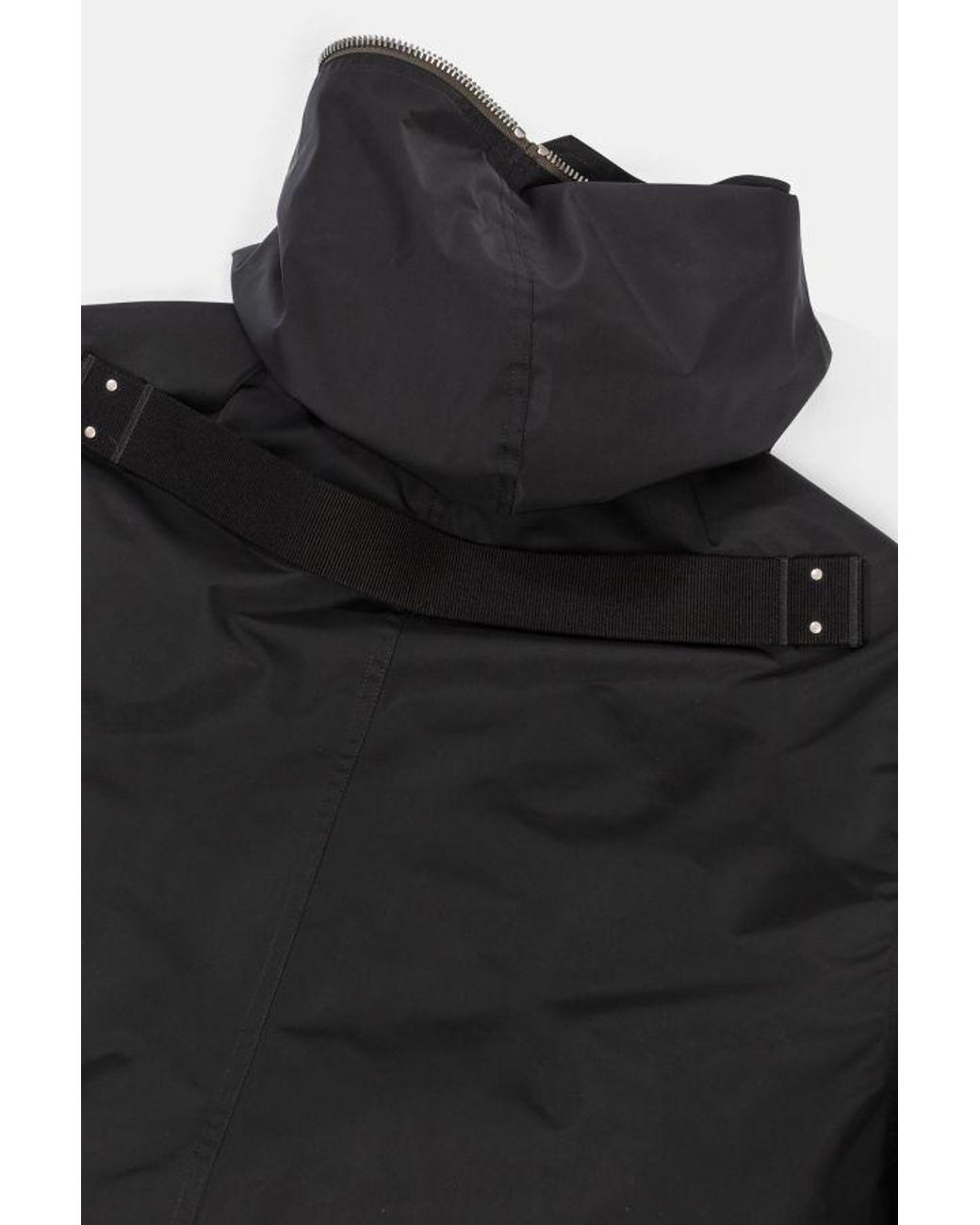 Rick Owens Black Hooded Zip-Up Coat for men