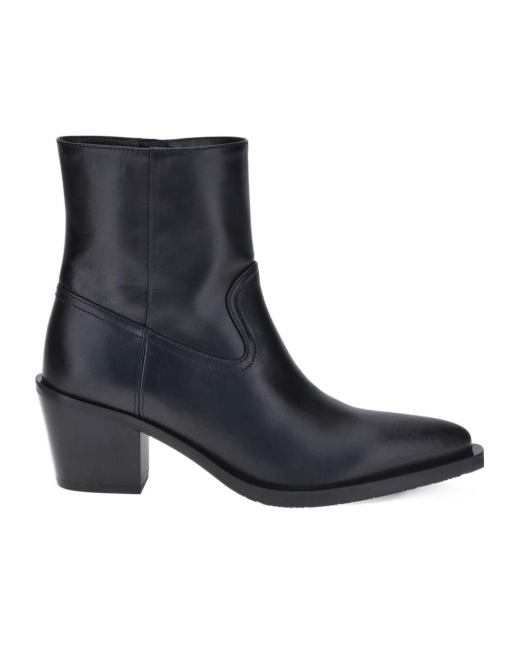 Stuart Weitzman Black Mid-Heel Ankle Boots