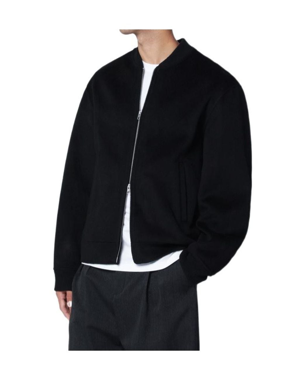 Soft Goat Black Ribbed Zipper Casual Jacket for men