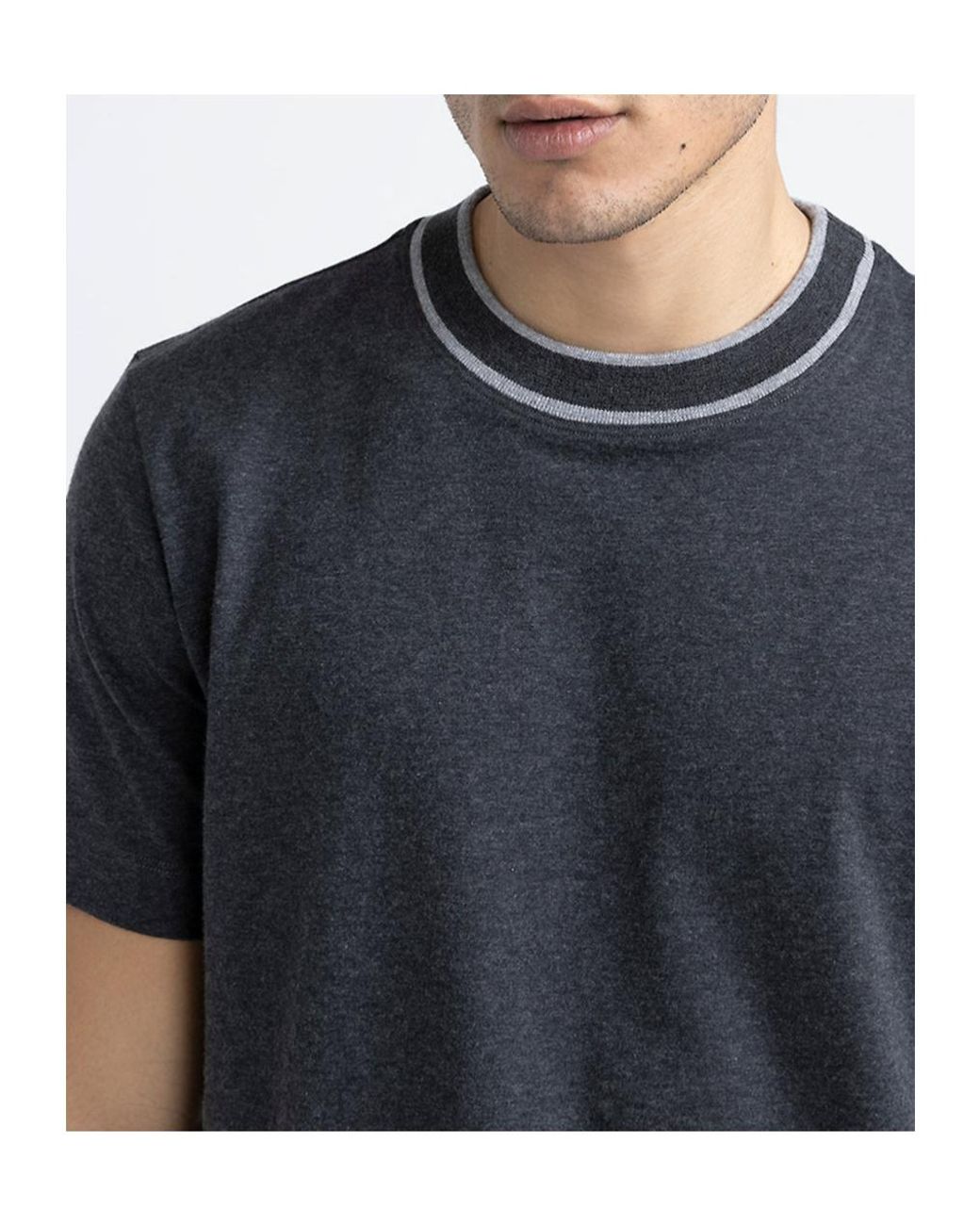 Peserico Blue Contrasting-Collar T-Shirt for men