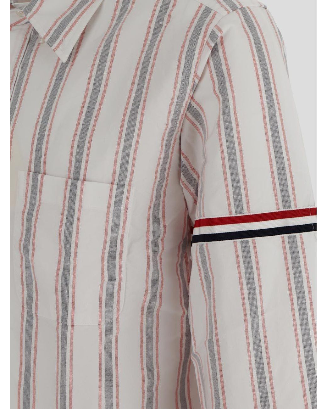 Thom Browne White Stripe Detailed Button-Up Shirt for men
