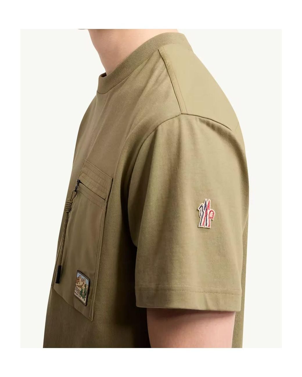 Moncler Green Grenoble Zip-Pocket T-Shirt for men