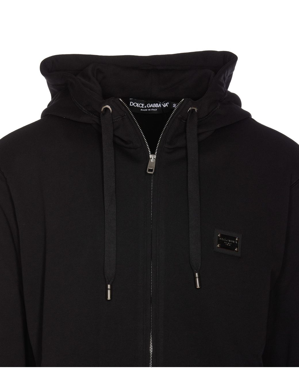 Dolce & Gabbana Black Zip-Up Jersey Hoodie for men