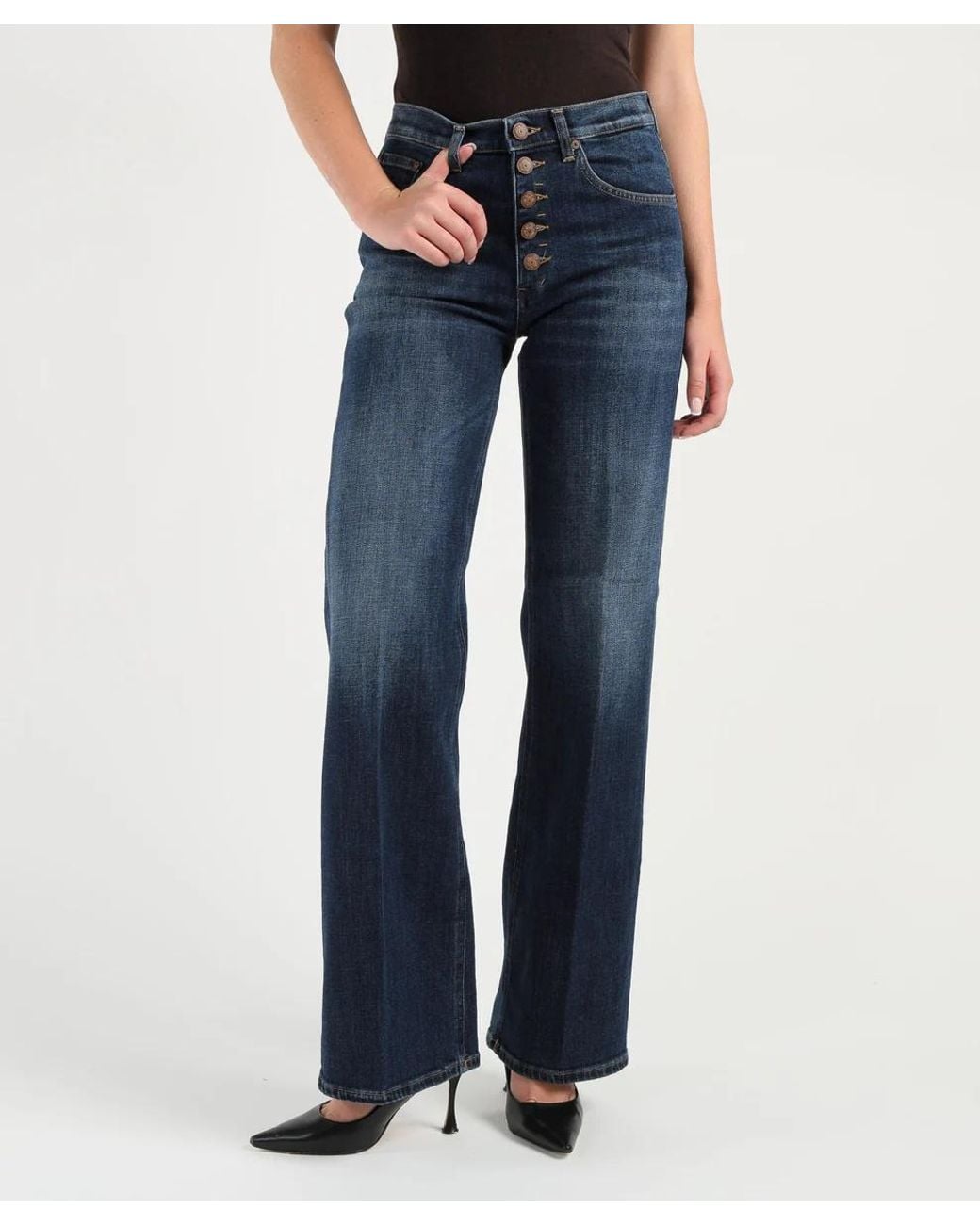 Dondup Blue Jacklyn Wide-Leg Jeans