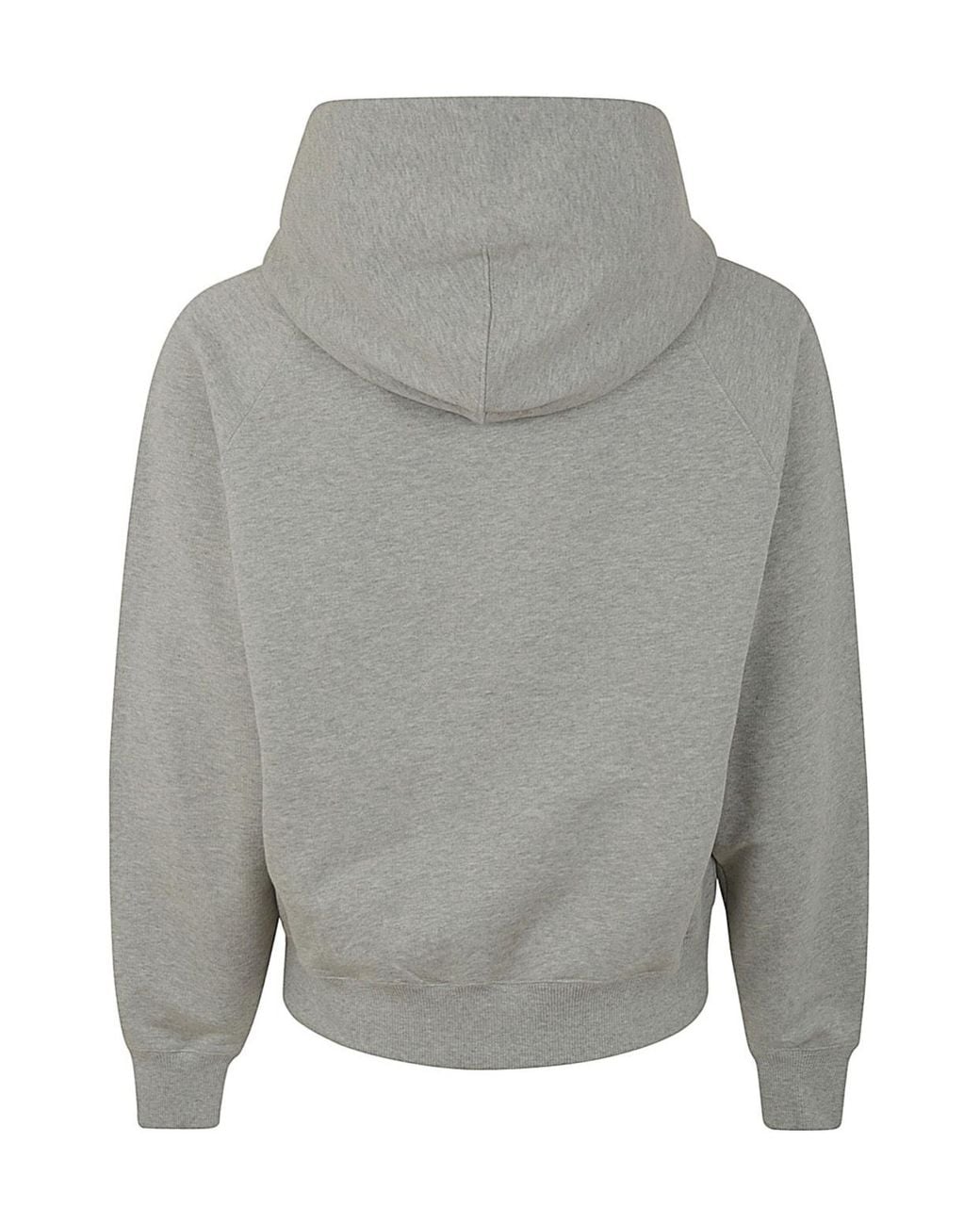 AMI Gray Ami De Coeur Logo-Printed Drawstring Hoodie for men