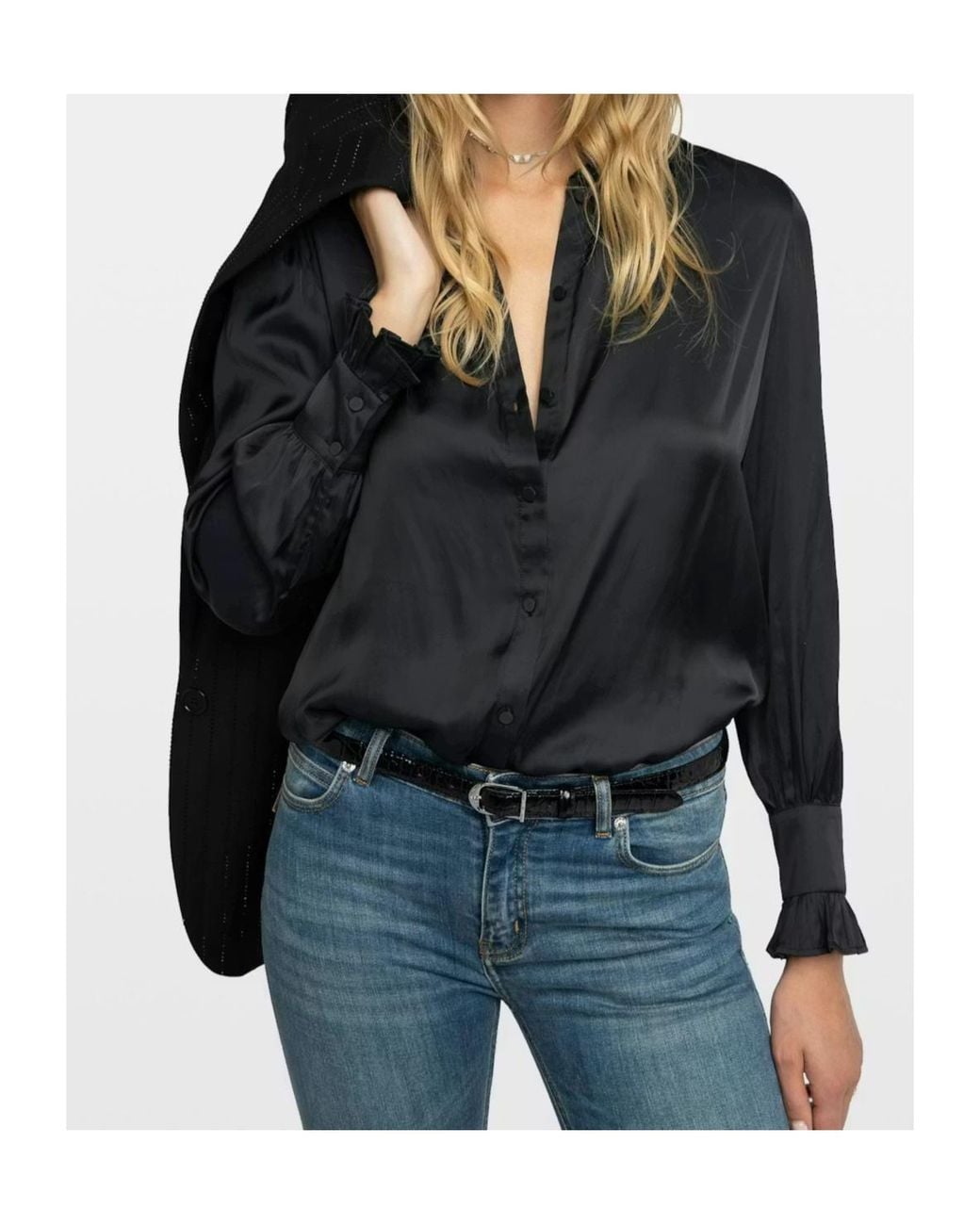 Zadig & Voltaire Blue Thely Satin Shirt