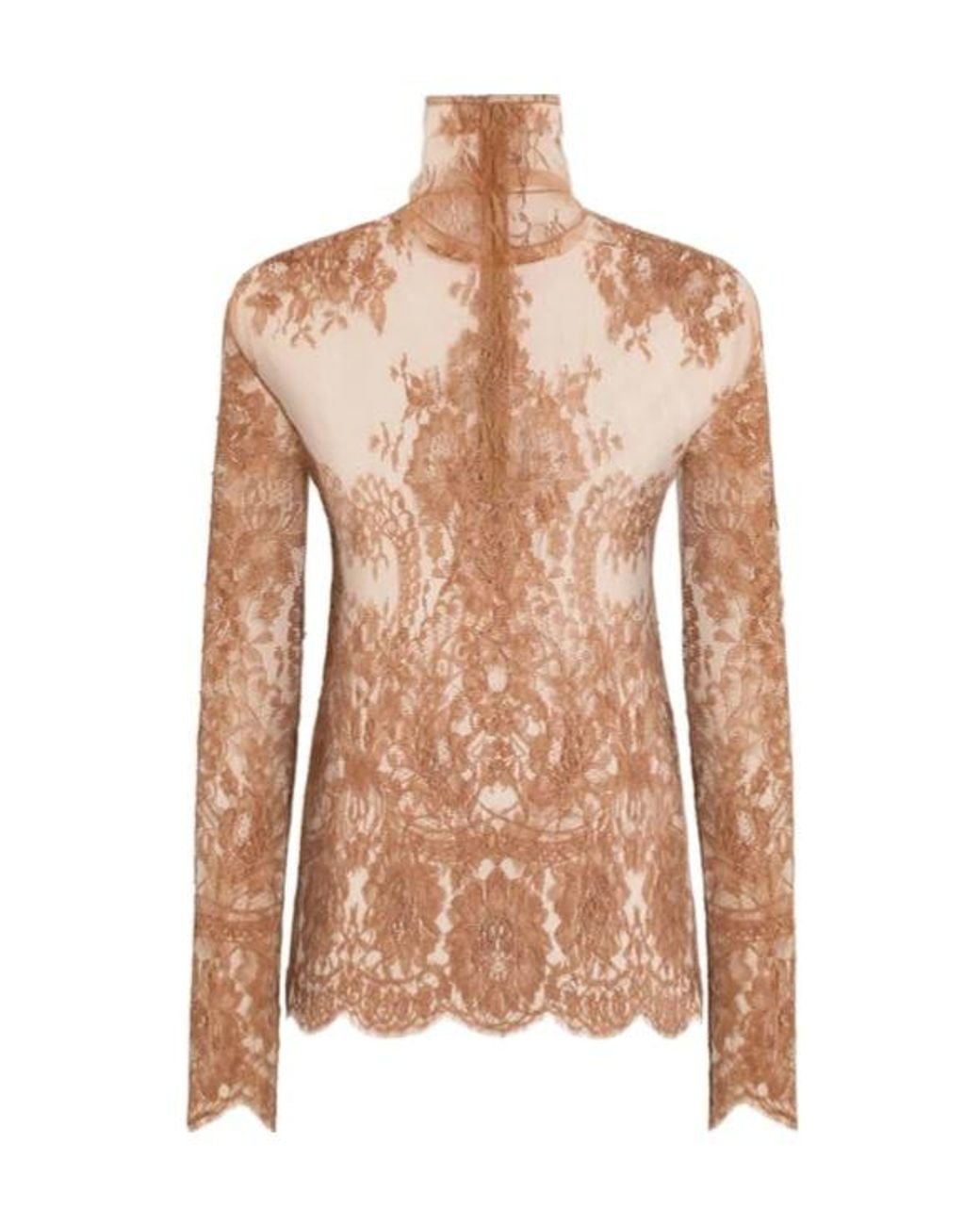 Dolce & Gabbana Pink Chantilly Lace Blouse