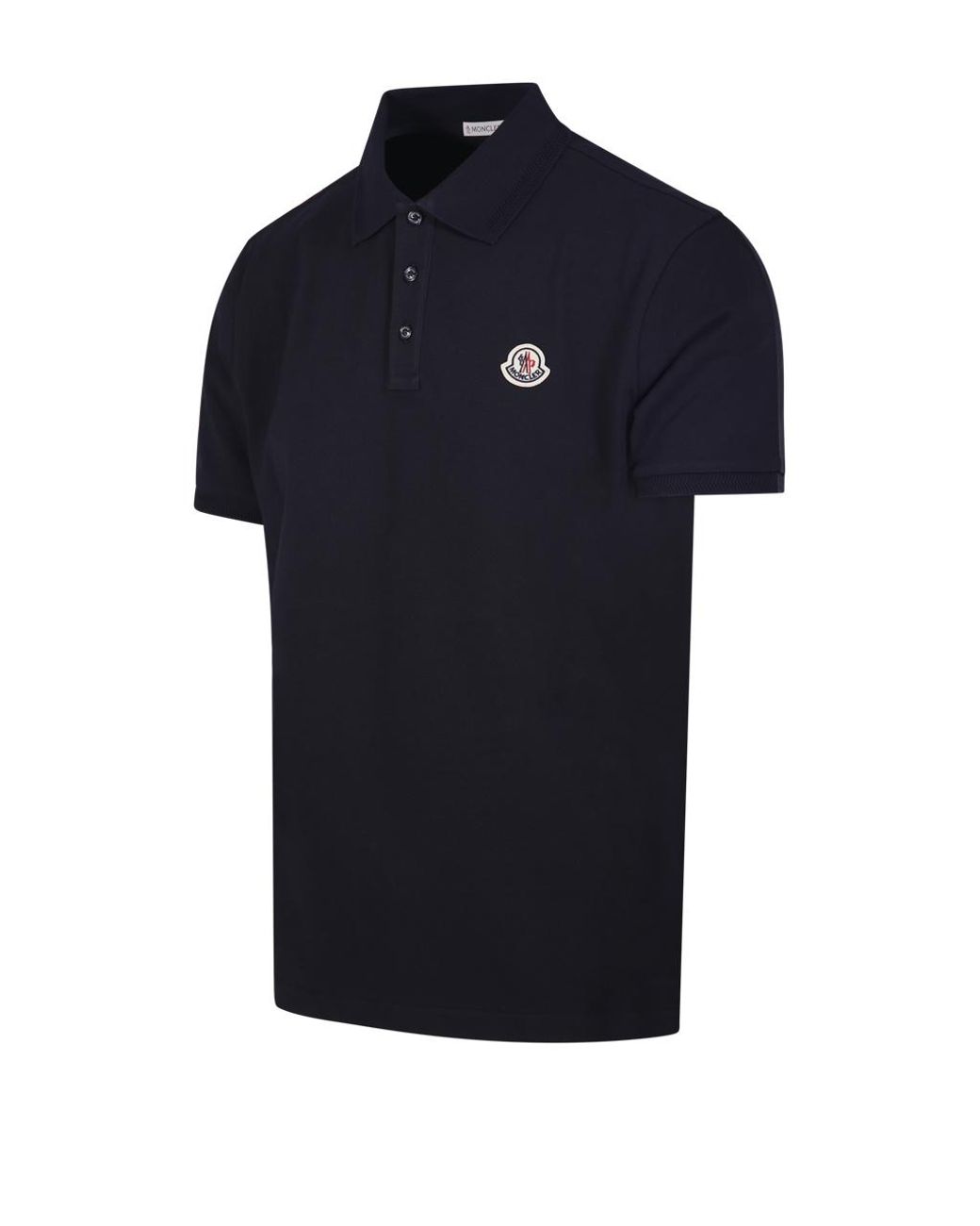 Moncler Blue Logo Patch Short-Sleeved Polo Shirt for men