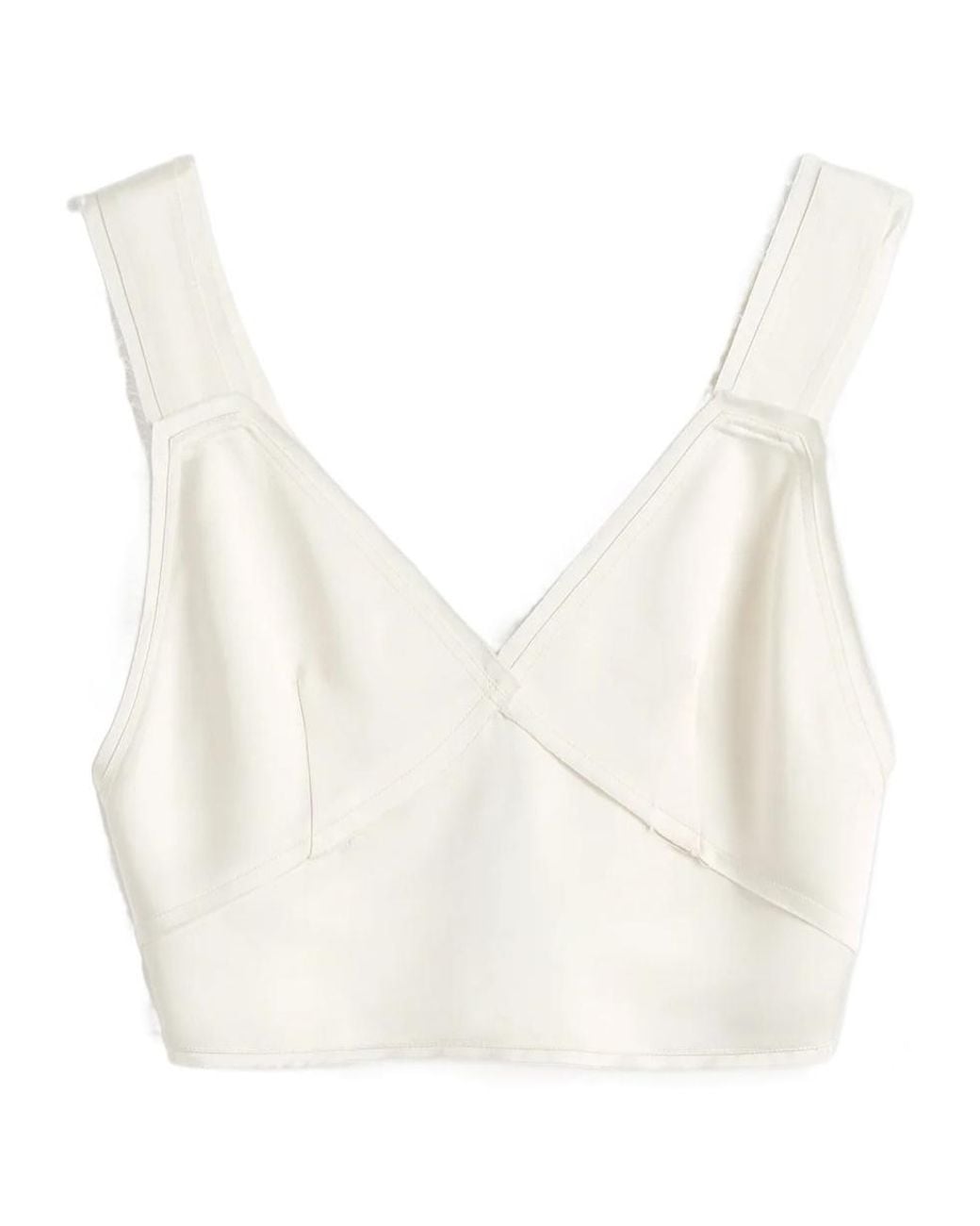 Totême White Totême V-Neck Cropped Satin Top