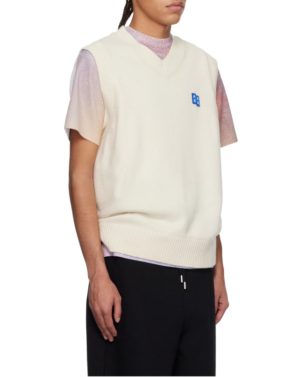 Adererror White V-Neck Knitted Vest for men