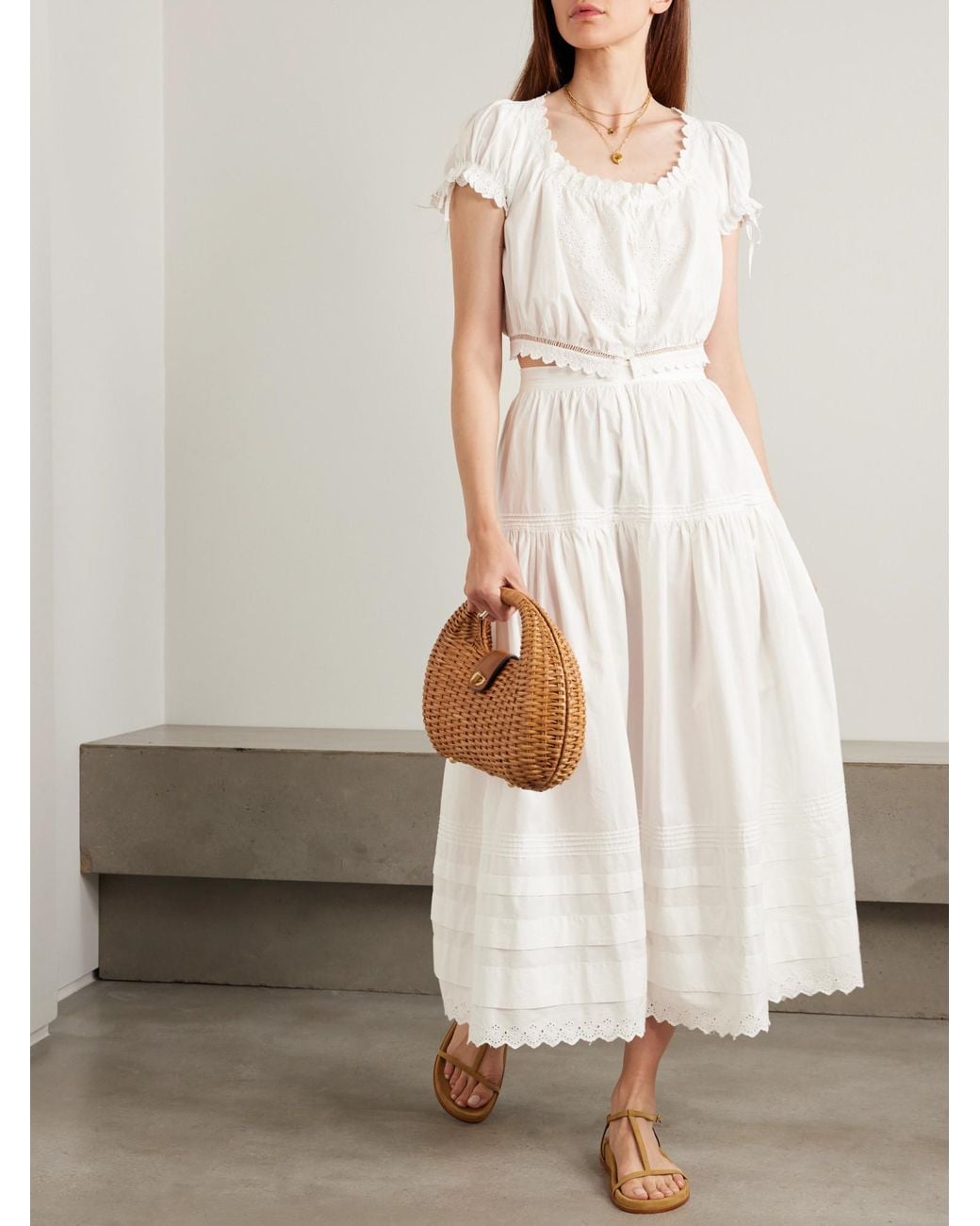 Doen White Broderie Anglaise Organic Cotton Blouse