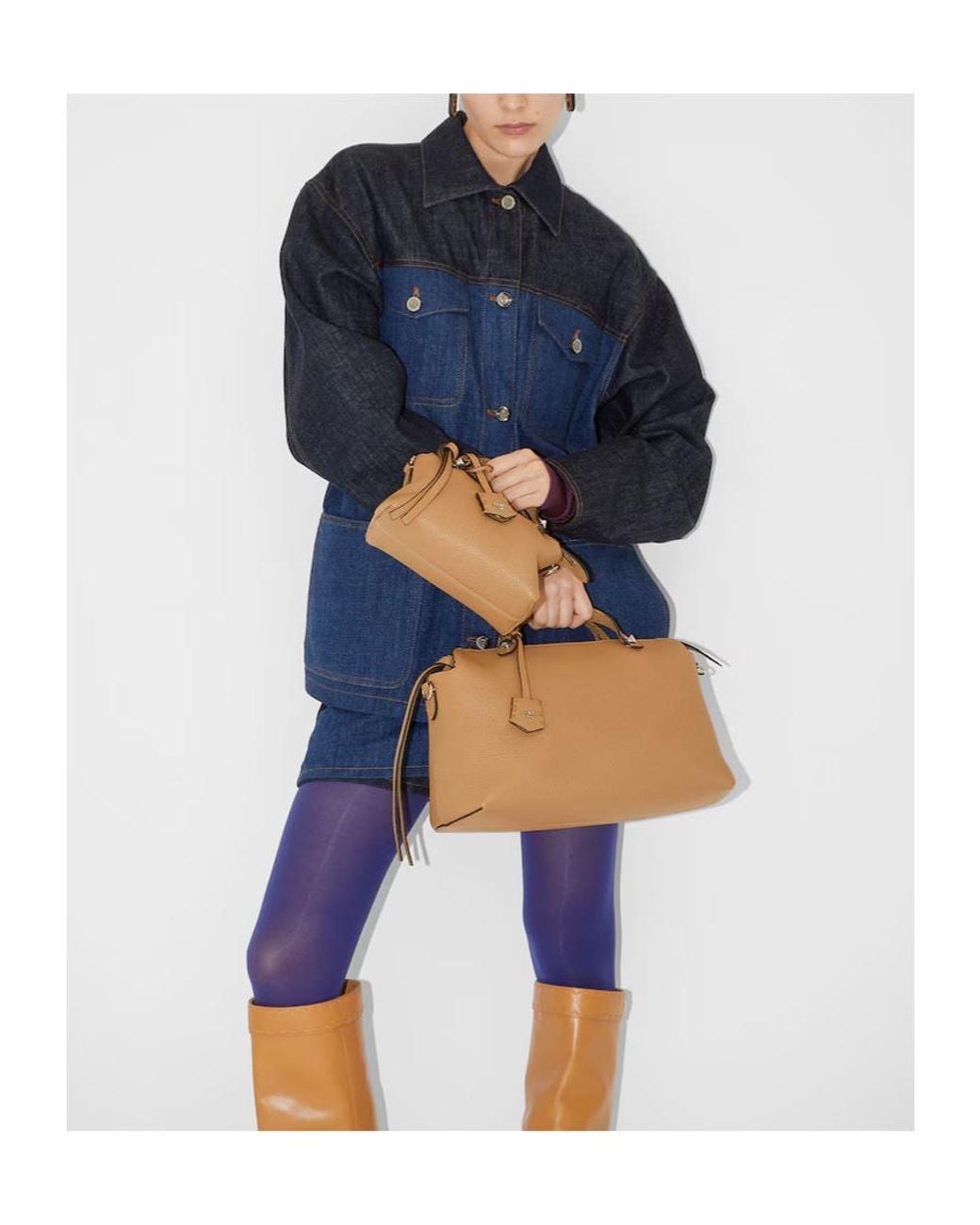 Fendi Blue Denim Panelled Logo Patch Shorts