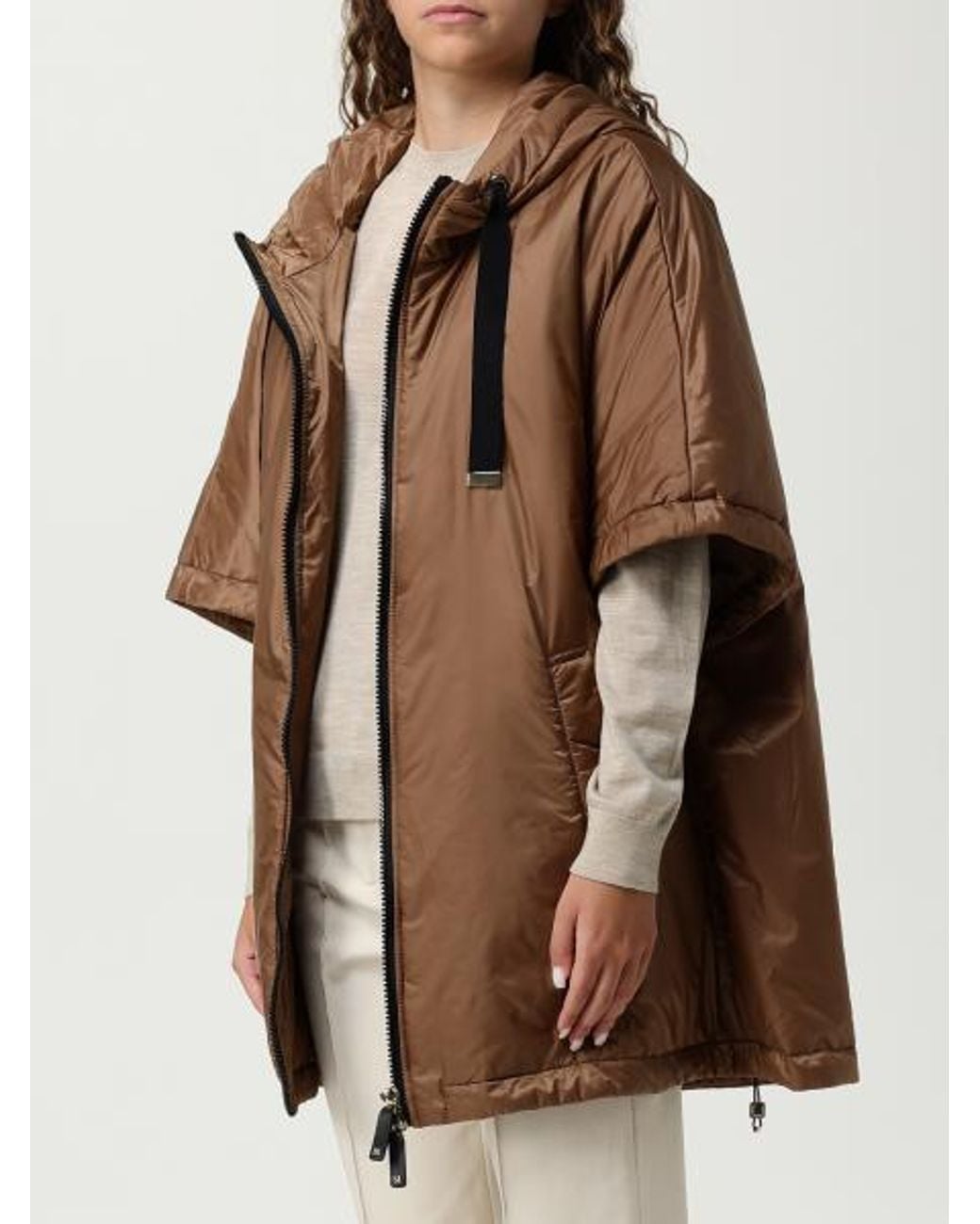 Max Mara Brown The Cube Greenci Zip-Up Padded Cape