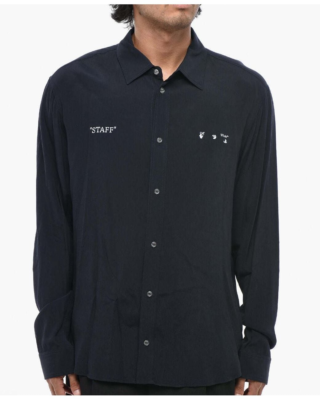 Off-White c/o Virgil Abloh Blue Logo-Print Shirt for men