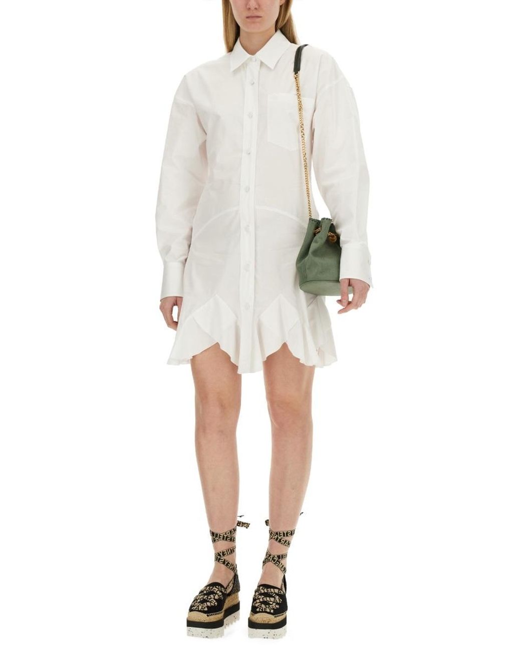 Stella McCartney White Godet Shirt Minidress
